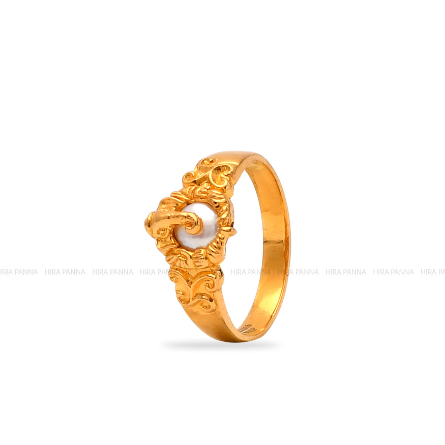 Buy quality 22Kt Gold Dull Polish Ganpati Design ring for Men in Ahmedabad